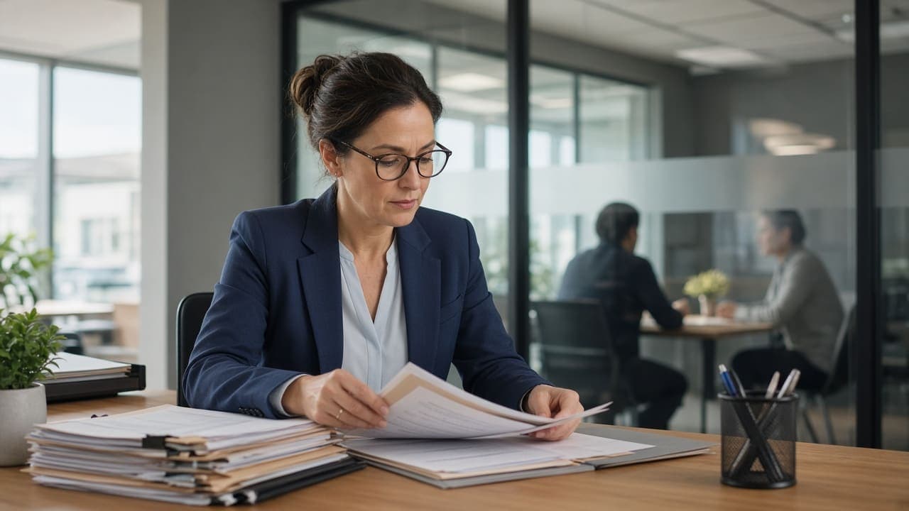HR, staff records, leave, and payroll inputs School HR manager reviewing payroll and staff records